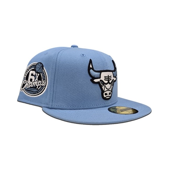 Sky Blue Chicago Bulls Gray Bottom 6X Champions Side Patch New Era 59Fifty Fitt - Picture 1 of 10